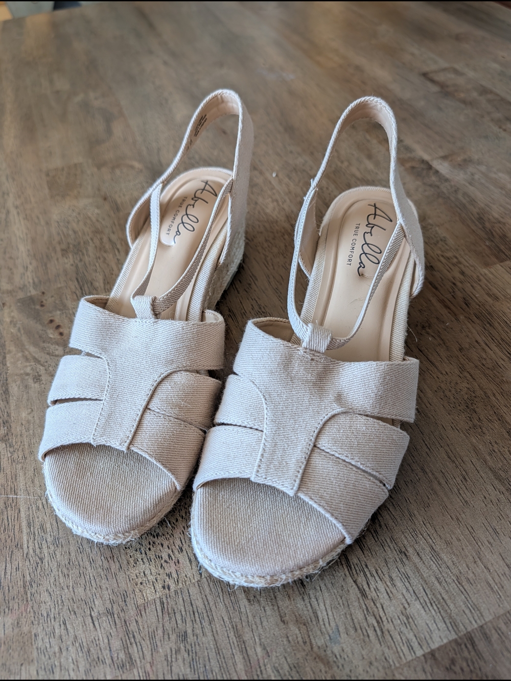 Abella Beige Canvas Slingback Espadrille Wedges